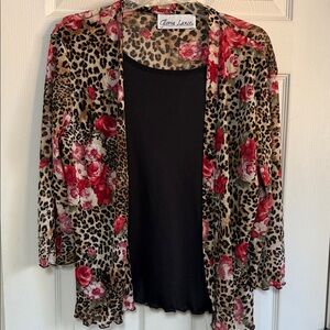 Gloria Lance Leopard and Rose Print Cardigan
